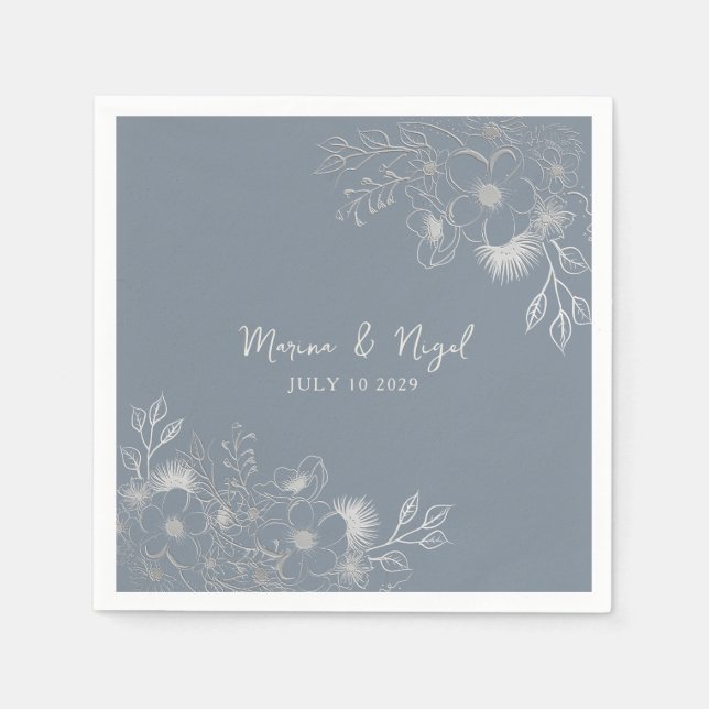 Serviette En Papier Mariage Fleur Sauvage Pervenche (Devant)