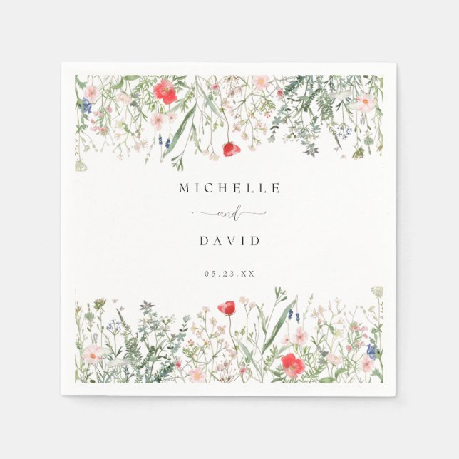 Serviette En Papier Mariage Fleur sauvage romantique (Devant)