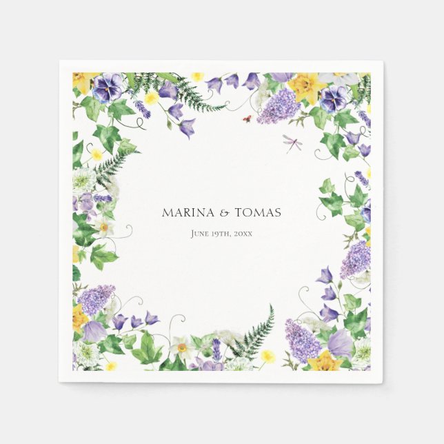 Serviette En Papier Mariage Fleur sauvage Rustique Boho (Devant)