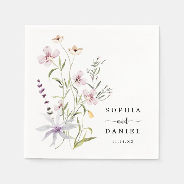 Serviette En Papier Mariage Fleur sauvage rustique Delicate (Devant)