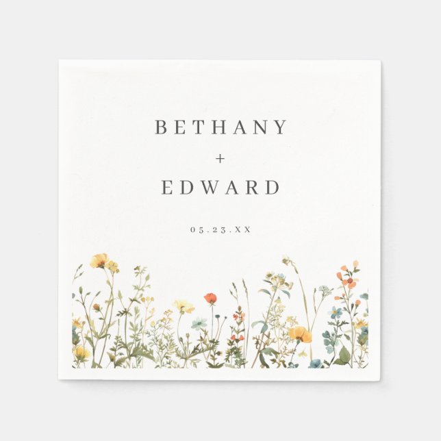 Serviette En Papier Mariage Fleur sauvage simple (Devant)