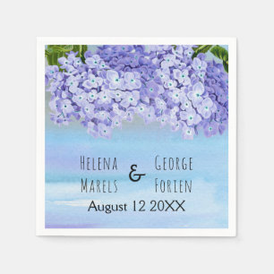 Serviette En Papier Mariage fleuri bleu violet hydrangea
