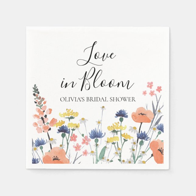 Serviette En Papier Mariage fleuri Fête prénuptiale de fleurs sauvages (Devant)