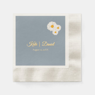 Serviette En Papier Mariage Fleurie Bleu Poussiéreux