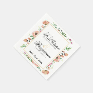 Serviette En Papier Mariage Fleuriste aux Pêches