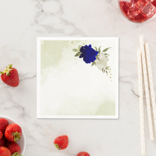 Serviette En Papier mariage fleurs blanches bleu royal