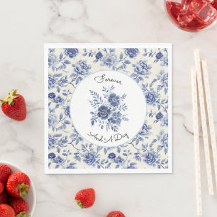 Serviette En Papier Mariage Fleurs Bleues Jolis