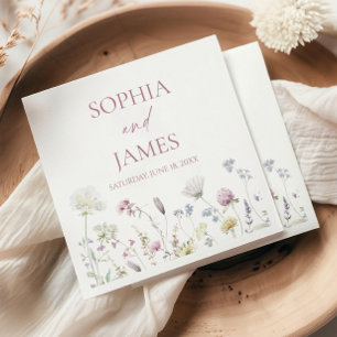 Serviette En Papier Mariage Fleurs Florales Élégantes de Fleurs Sauvag