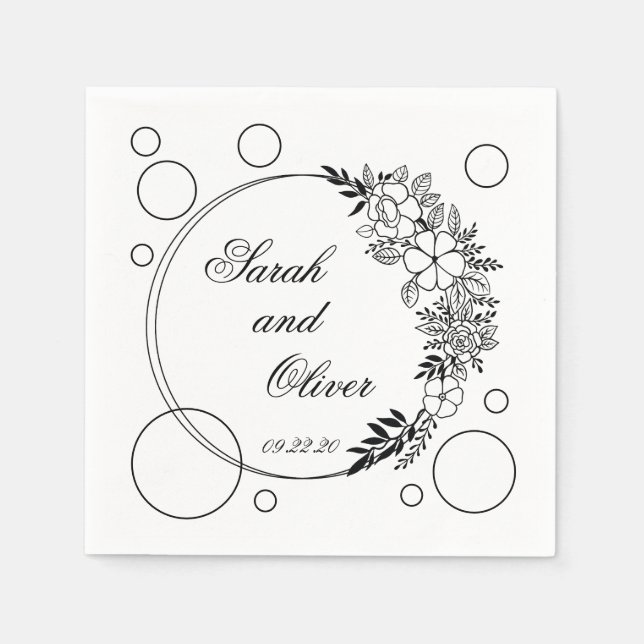 Serviette En Papier mariage Floral (Devant)
