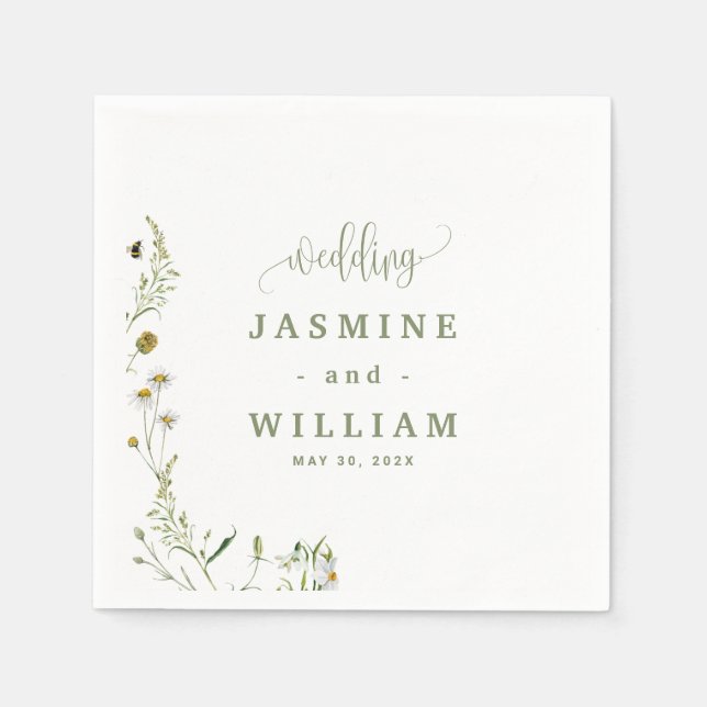 Serviette En Papier Mariage Floral (Devant)