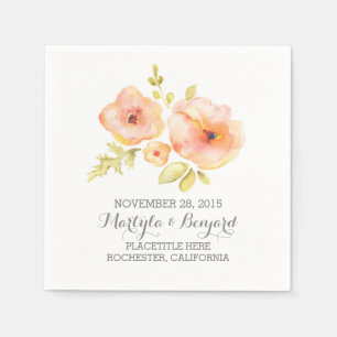Serviette En Papier mariage floral à aquarelle peint à la main