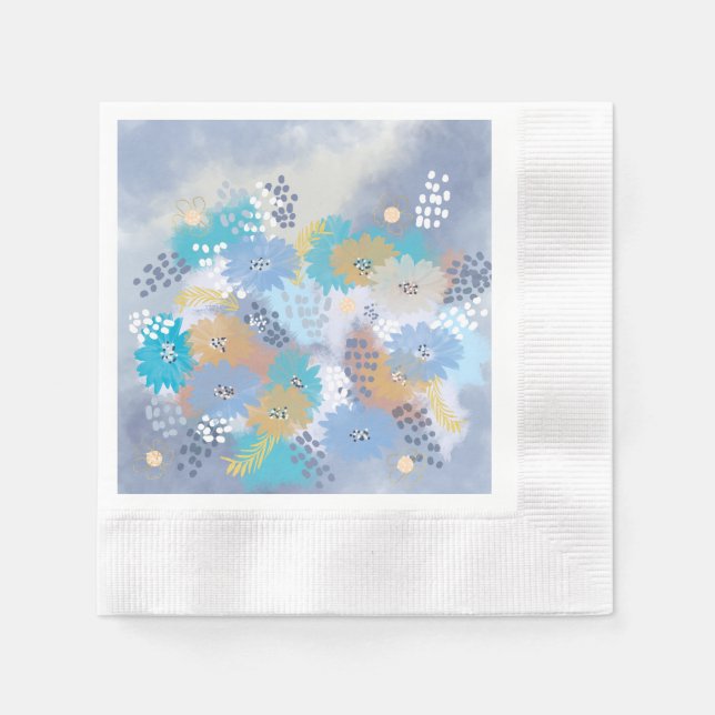 Serviette En Papier Mariage floral abstrait (Devant)