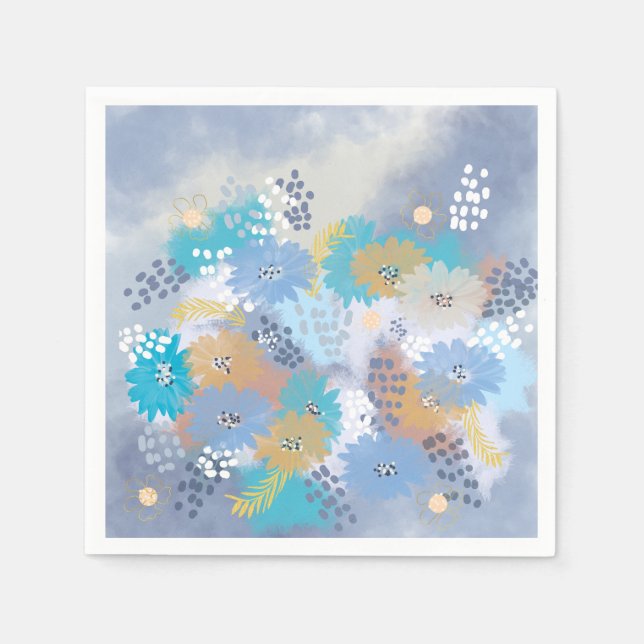 Serviette En Papier Mariage floral abstrait (Devant)