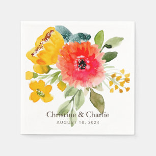 Serviette En Papier Mariage Floral Aquarelle de Printemps