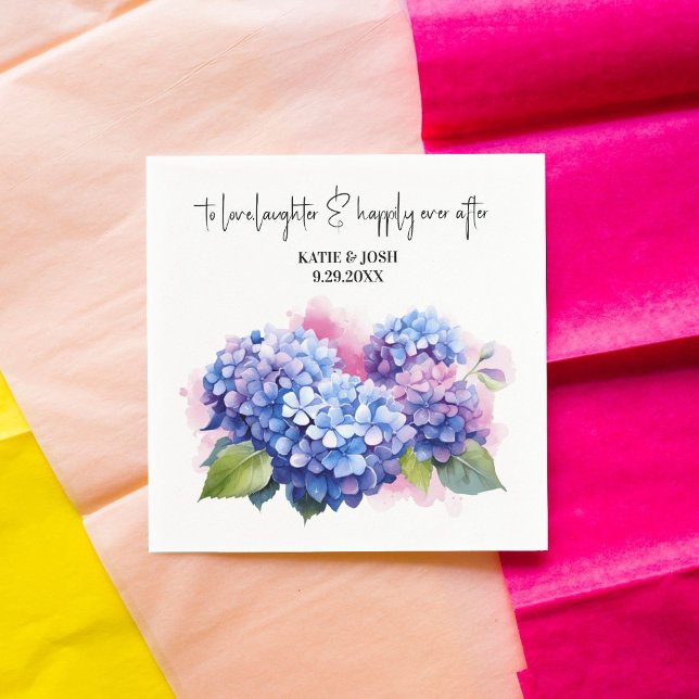 Serviette En Papier Mariage Floral Aquarelle Hydrangea Violet  (Créateur téléchargé)