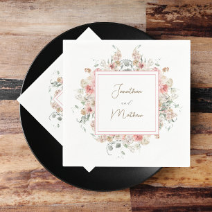 Serviette En Papier Mariage Floral Aquarelle Jardin d'Été