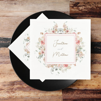 Serviette En Papier Mariage Floral Aquarelle Jardin d'Été