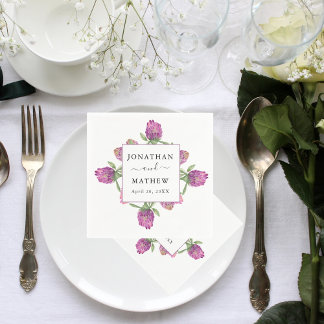 Serviette En Papier Mariage Floral Aquarelle Jungle Été