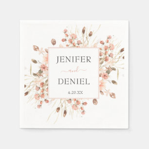 Serviette En Papier Mariage Floral Aquarelle Séchée Boho
