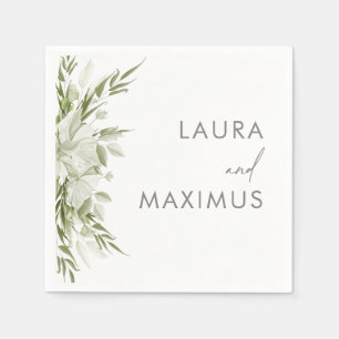 Serviette En Papier Mariage Floral Blanc