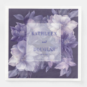 Serviette En Papier Mariage floral blanc lavande pourpre royal
