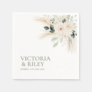 Serviette En Papier Mariage Floral blanc verdoyant serviettes VICTORIA