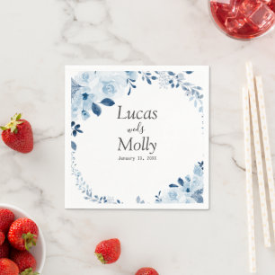 Serviette En Papier Mariage Floral bleu français moderne