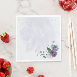 Serviette En Papier Mariage floral bleu pourpre