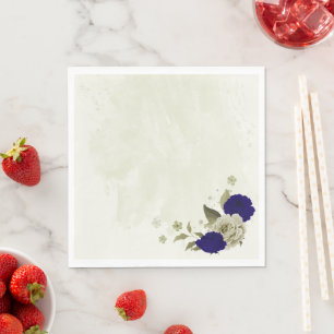 Serviette En Papier Mariage floral bleu royal beige
