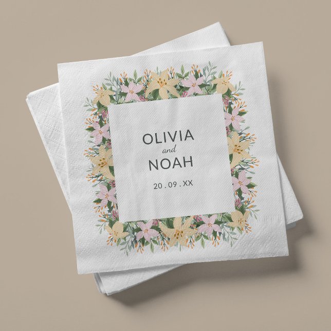 Serviette En Papier Mariage floral boho  (Créateur téléchargé)