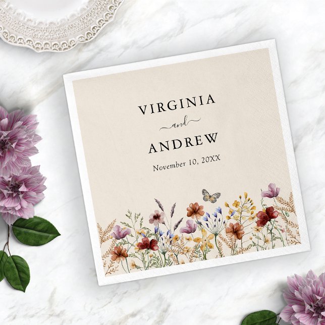 Serviette En Papier Mariage Floral Boho (Floral Boho Wedding Napkins
)