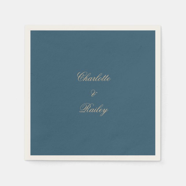 Serviette En Papier Mariage Floral Boho de la Marine (Devant)