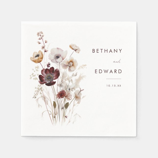 Serviette En Papier Mariage floral Boho Fall (Devant)