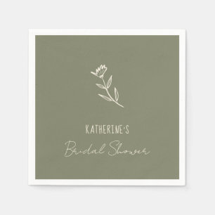 Serviette En Papier Mariage Floral Botanique Griffonné Fête de Fiançai