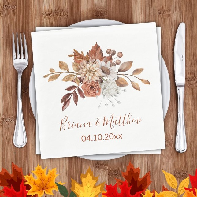 Serviette En Papier Mariage Floral d'Automne (Créateur téléchargé)