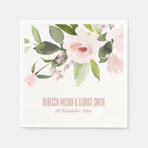 SERVIETTE EN PAPIER MARIAGE FLORAL DE BUNCH FLORAL EN ROSE BLANC DE CO