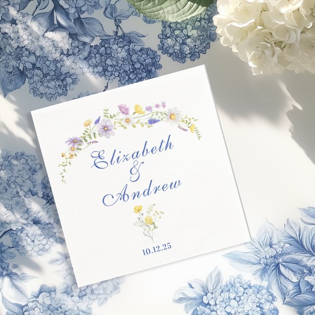 Serviette En Papier Mariage floral de crête bleue Dusty (Créateur téléchargé)