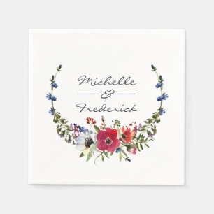 Serviette En Papier Mariage floral de la forêt d'aquarelle