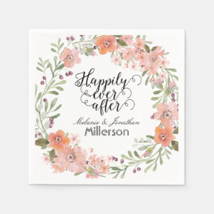 Serviette En Papier Mariage floral de Pêche romantique