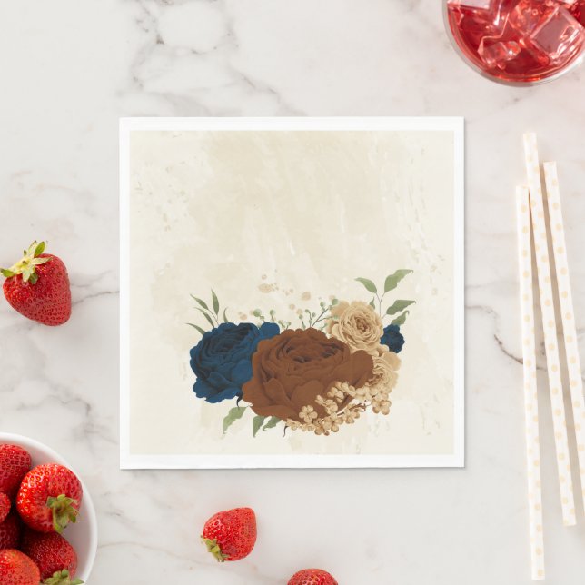 Serviette En Papier mariage floral de terre cuite (En situation)
