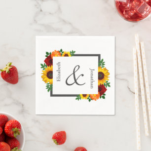 Serviette En Papier Mariage Floral de Tournesol Rose au Coucher du Sol