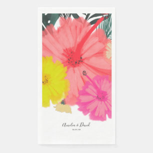 Serviette En Papier Mariage floral dessiné à la main Hibiscus Tropical