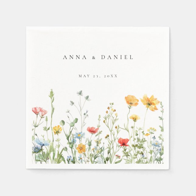 Serviette En Papier Mariage floral d'été Whimsical (Devant)