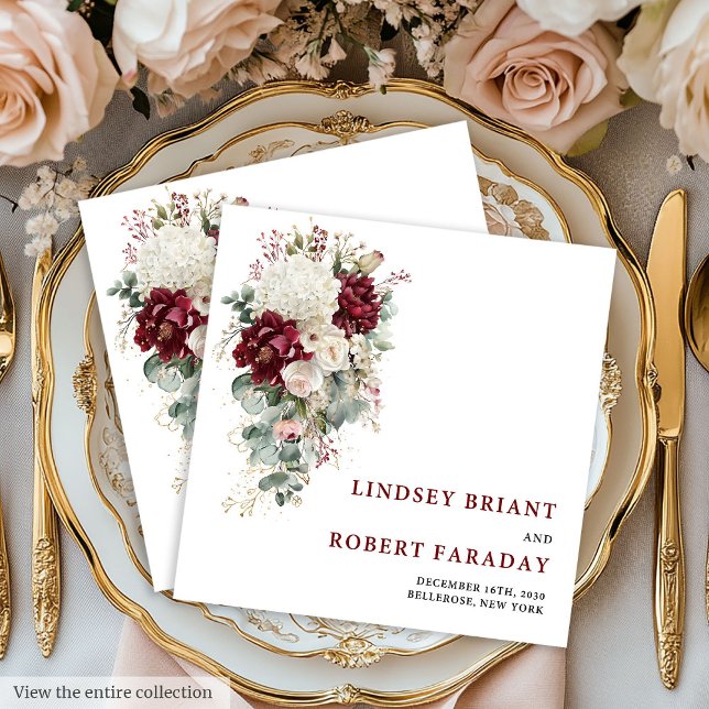 Serviette En Papier Mariage Floral Doré Marsala Boho Glamour (Glamorous Boho Marsala Gold Floral Wedding Paper Napkins

)