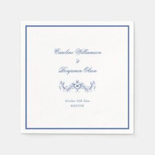 Serviette En Papier Mariage Floral Élégant Classique Bleu Country Fran