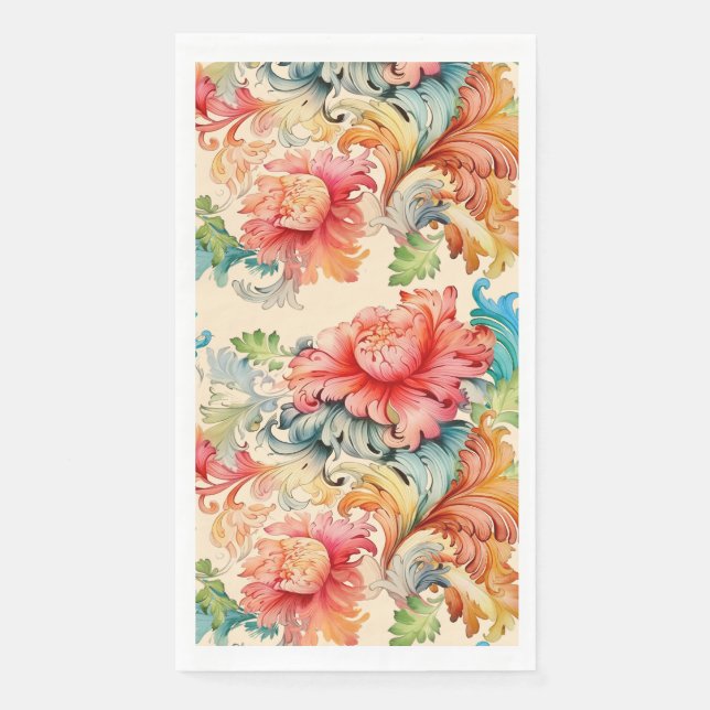 Serviette En Papier Mariage floral élégant victorien  (Devant)