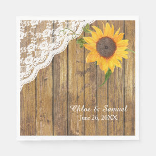 Serviette En Papier Mariage floral en dentelle de tournesol