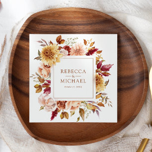 Serviette En Papier Mariage Floral en Terracotta Bourguignon Rustique