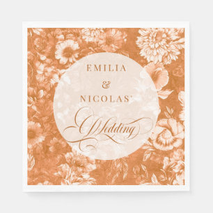 Serviette En Papier Mariage Floral en Terracotta Rustique 