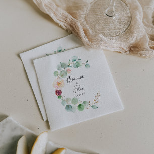Serviette En Papier Mariage floral Eucalyptus contemporain Napkin